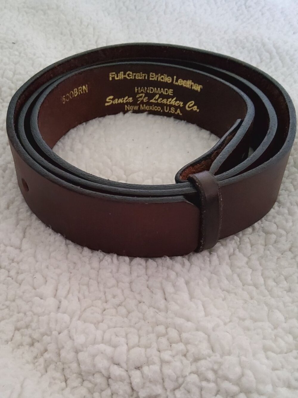 Handmade Santa Fe Leather Co Full-Grain Bridle Leather Belt